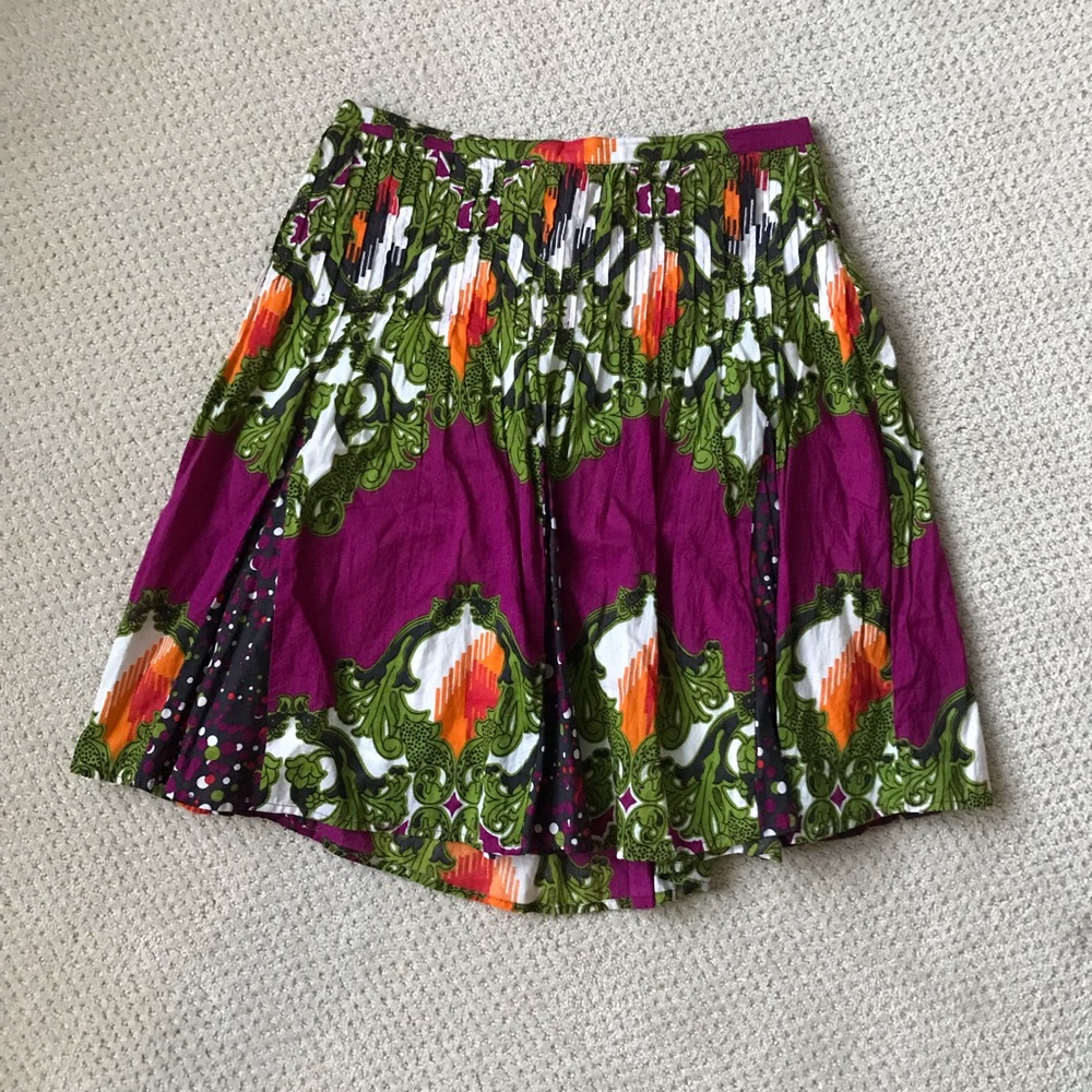 Knee Length Colorful Patterned Skirt